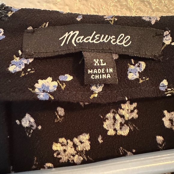 Madewell Jumpsuit Women’s XL Navy Blue Floral Long Sleeve V-Neck Straight Leg - Picture 5 of 9